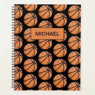 Custom Pattern Basketbalspeler en coach zwart Planner