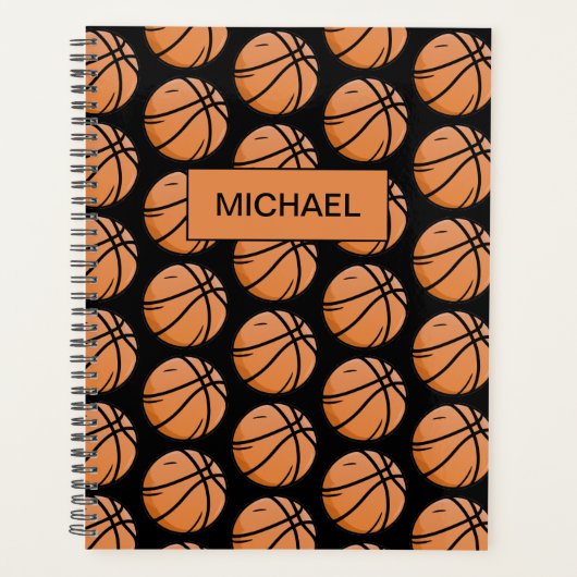 Custom Pattern Basketbalspeler en coach zwart Planner (Voorkant)