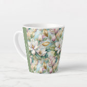 Custom Pattern Elegant Magnolia Flowers Latte Mok (Linkerhoek)
