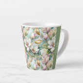 Custom Pattern Elegant Magnolia Flowers Latte Mok (Rechterhoek)