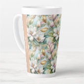 Custom Pattern Elegant Magnolia Flowers Latte Mok (Linkerhoek)