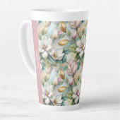 Custom Pattern Elegant Magnolia Flowers Latte Mok (Linkerhoek)