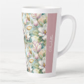 Custom Pattern Elegant Magnolia Flowers Latte Mok (Rechts)