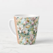 Custom Pattern Elegant Magnolia Flowers Latte Mok (Linkerhoek)