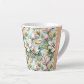 Custom Pattern Elegant Magnolia Flowers Latte Mok (Rechterhoek)
