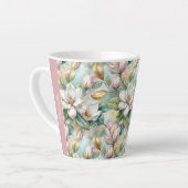 Custom Pattern Elegant Magnolia Flowers Latte Mok (Linkerhoek)