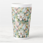 Custom Pattern Elegant Magnolia Flowers Latte Mok (Voorkant)