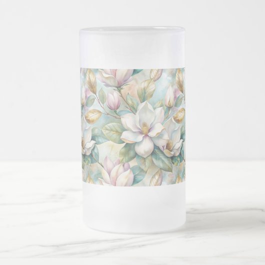 Custom Pattern Elegant Magnolia Flowers Matglas Bierpul (Center)