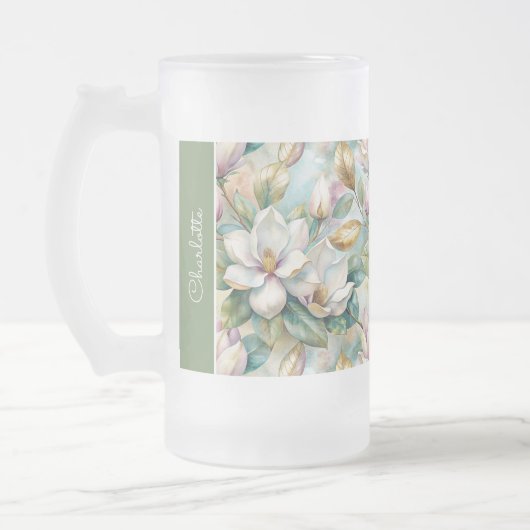 Custom Pattern Elegant Magnolia Flowers Matglas Bierpul (Links)