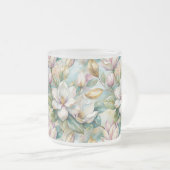 Custom Pattern Elegant Magnolia Flowers Matglas Koffiemok (Voorkant rechts)