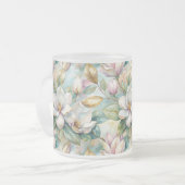 Custom Pattern Elegant Magnolia Flowers Matglas Koffiemok (Voorkant links)