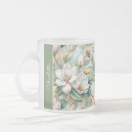 Custom Pattern Elegant Magnolia Flowers Matglas Koffiemok