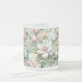 Custom Pattern Elegant Magnolia Flowers Matglas Koffiemok (Center)