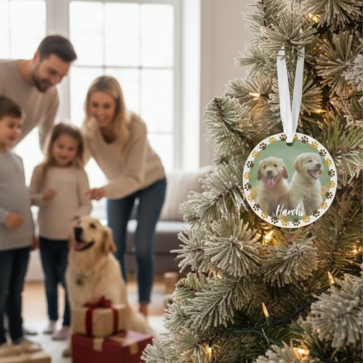 Custom Paw Prints Pet Photo Ornament with Name