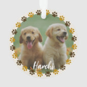 Custom Paw Prints Pet Photo Ornament with Name (achterkant)