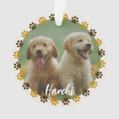 Custom Paw Prints Pet Photo Ornament with Name (voorkant)