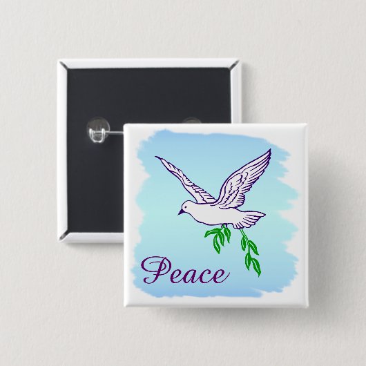 Custom Peace Dove met Olive Branch Button (Voorkant /achterkant)