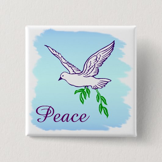 Custom Peace Dove met Olive Branch Button (Voorkant)