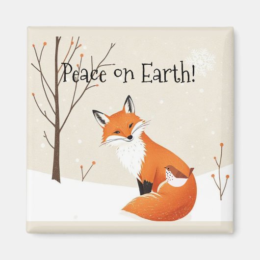 Custom Peace Earth Minimalist Vos Vogel Dier Magneet (Voorkant)