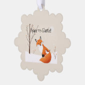 Custom Peace Earth Minimalist Vos Vogel Dier Ornament Kaart (Links)