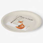 Custom Peace Earth Minimalist Vos Vogel Dier Papieren Bordje (Gekanteld)