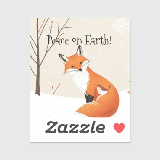 Custom Peace Earth Minimalist Vos Vogel Dier Sticker (Vel)