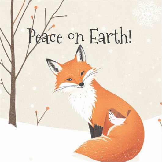 Custom Peace Earth Minimalist Vos Vogel Dier Sticker (Voorkant)