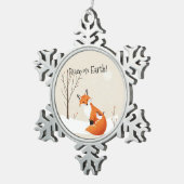 Custom Peace Earth Minimalist Vos Vogel Dier Tin Sneeuwvlok Ornament (Rechts)