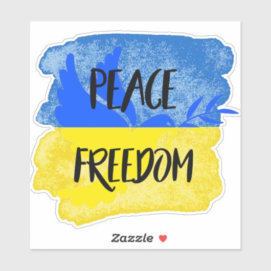 Custom PEACE FREEDOM Duif Ondersteuning OEKRAÏNE A Sticker (Vel)