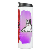 Custom Peace Love French Bulldog met Message Thermosbeker (Geroteerd rechts)