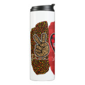 Custom Peace Love Golden-herstelfunctie met berich Thermosbeker (Gedraaid links)