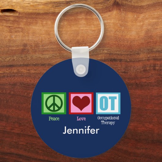 Custom Peace Love Occupational Therapy Sleutelhanger (Voorkant)