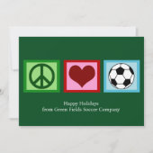 Custom Peace Love Voetbal Kerstmis Groen Futbol Feestdagenkaart (Voorkant)