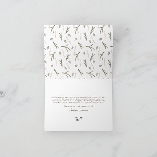 Custom Peace on Earth Corporate Christmas Kaart (Binnen)