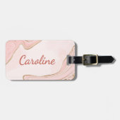 Custom Peach Blush Roze Rose Goud Marbled Pattern Bagagelabel (Voorkant horizontaal)