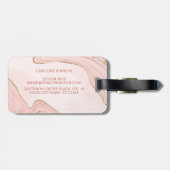 Custom Peach Blush Roze Rose Goud Marbled Pattern Bagagelabel (Achterkant horizontaal)
