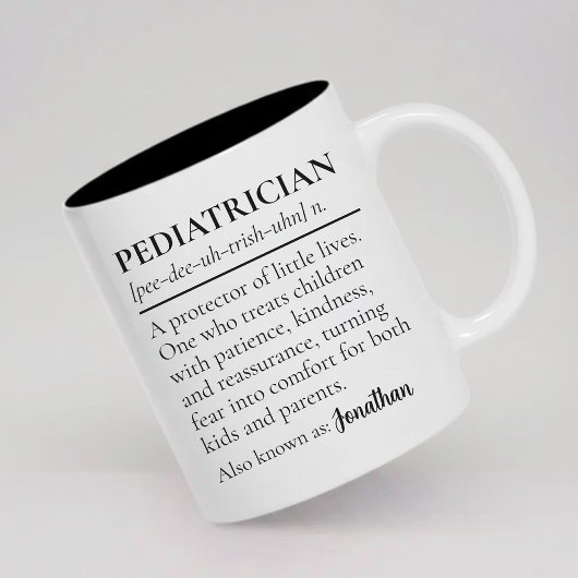 Custom Pediatrician Definition Mug Graduation Gift Tweekleurige Koffiemok