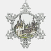 Custom Peles Castle Roemenië Tin Sneeuwvlok Ornament (Voorkant)