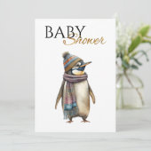 Custom Penguin Baby shower Kaart (Staand voorkant)