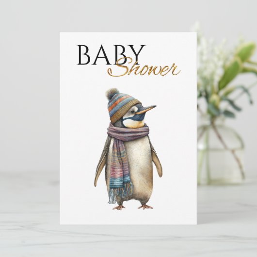 Custom Penguin Baby shower Kaart (Staand voorkant)