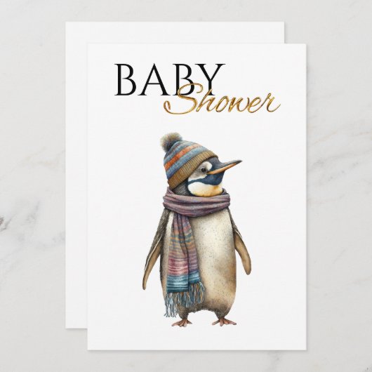 Custom Penguin Baby shower Kaart (Voorkant / Achterkant)