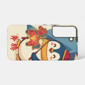 Custom Penguin Celebrating Lunar New Year -  Samsung Galaxy Hoesje (Achterkant horizontaal)