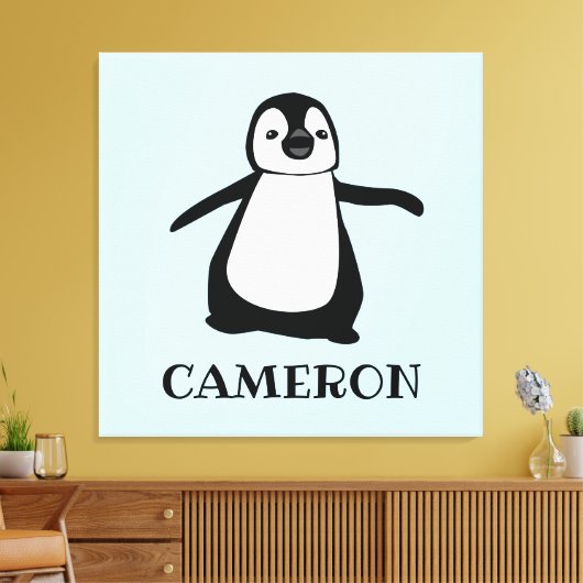 Custom Penguin Illustratie Baby kwekerij kunst pri Canvas Afdruk (Insitu (Woonkamer))