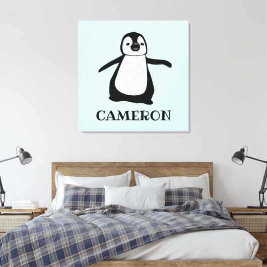 Custom Penguin Illustratie Baby kwekerij kunst pri Canvas Afdruk (Insitu (Slaapkamer))