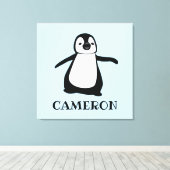 Custom Penguin Illustratie Baby kwekerij kunst pri Canvas Afdruk (Insitu (Houten vloer))