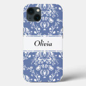 Custom Periwinkle Blue and White Damask Case-Mate iPhone Case (Achterkant)