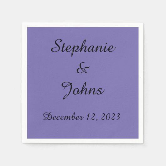 Custom Periwinkle Violet Bruiloft bruid bruidegom Servet (Voorkant)