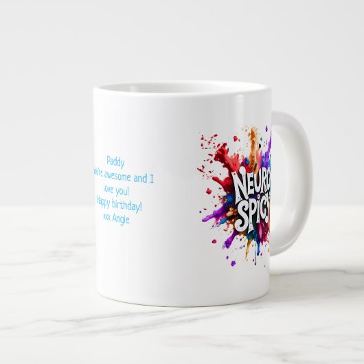 custom / personalised NEUROSPICY neurodiversity  Grote Koffiekop (Voorkant rechts)