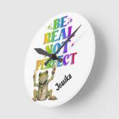 Custom Personalize Positive boho frog Hippie Ronde Klok (Hoek)