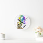 Custom Personalize Positive boho frog Hippie Ronde Klok (Huis)